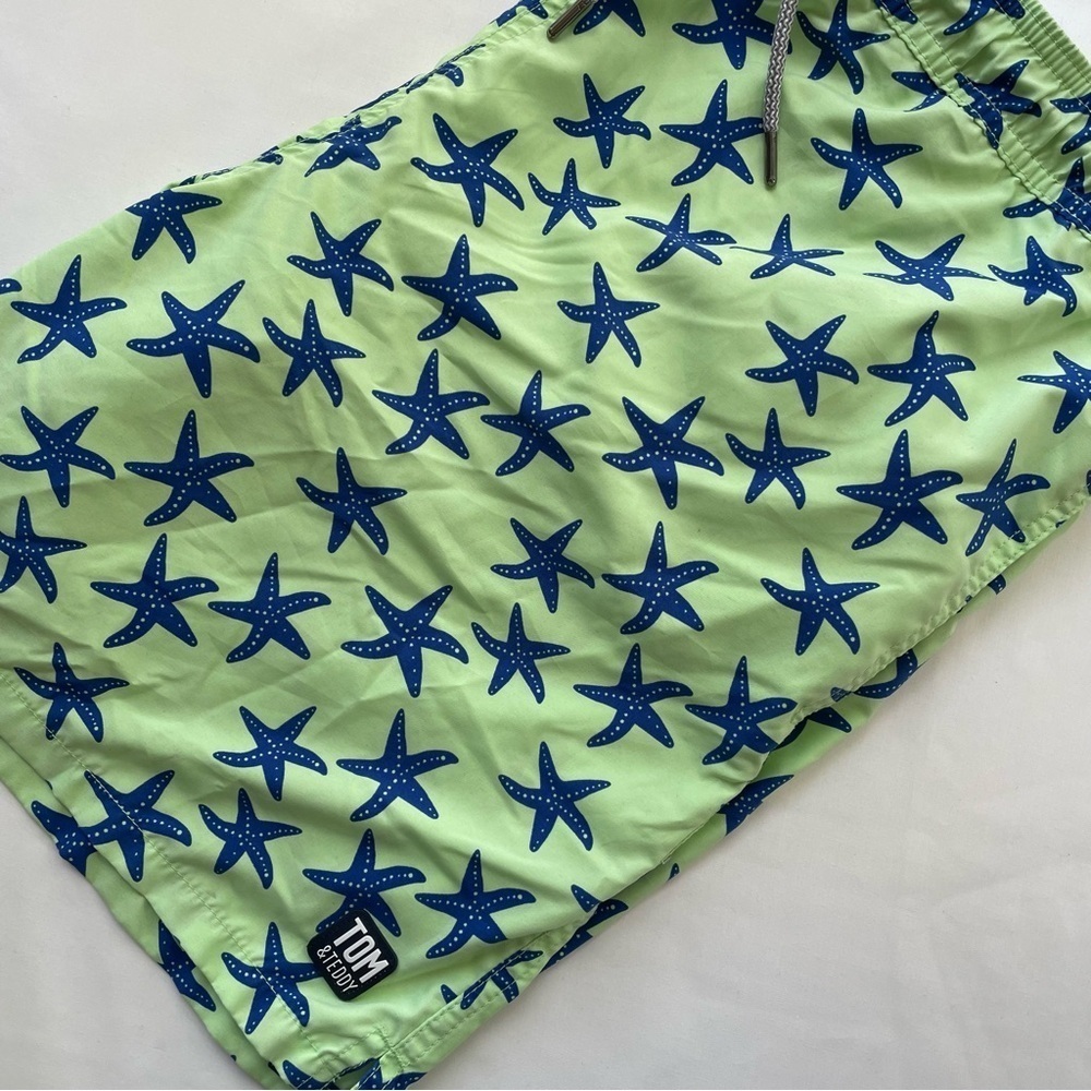 Tom & Teddy Classic Swim Shorts Fresh Green & Blue Starfish XL